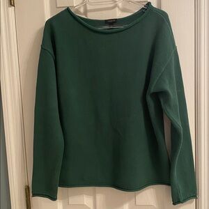 TALBOTS SIZE SMALL GREEN CHUNKY KNIT ROLL NECK SWEATER - 100% Cotton - EUC